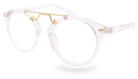 Eyelevel-UK Boston reading glasses with a transparent round frame and gold-tone bridge detailing.