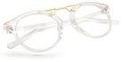 Eyelevel-UK Boston reading glasses with a transparent round frame and elegant pale gold-tone bridge detailing.