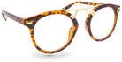 Eyelevel-UK Boston brown tortoiseshell round reading glasses with gold-tone metal bridge and frame detailing.