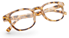Eyelevel-UK Brazil reading glasses with a rounded square light tortoiseshell plastic frame and clear lenses.