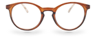 Eyelevel-UK Royal reading glasses with a brown animal print round plastic frame and clear magnifying lenses