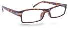 Eyelevel-UK Attorney brown reading glasses with a slim rectangular tortoiseshell plastic frame and clear lenses.