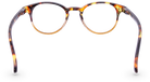 Eyelevel-UK Budapest round reading glasses with a brown tortoiseshell plastic frame, back view.