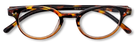 Eyelevel-UK Budapest reading glasses with a rounded brown tortoiseshell plastic frame and clear magnifying lenses.