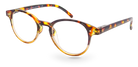 Eyelevel-UK Budapest reading glasses with a rounded brown tortoiseshell plastic frame and clear magnifying lenses.