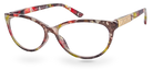 Eyelevel-UK Camden reading glasses with a multi-coloured tortoiseshell rectangular frame and gold temple accents.