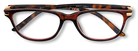 Eyelevel-UK Caracas reading glasses with a translucent brown and orange tortoiseshell squared plastic frame.