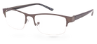 Eyelevel-UK Charles rectangular reading glasses with a bronze semi-rimless frame and clear magnifying lenses.