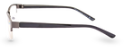 Eyelevel-UK Charles reading glasses with a bronze semi-rimless rectangular frame and black temples, side view.
