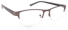 Eyelevel-UK Charles reading glasses with a bronze rectangular semi-rimless frame and clear magnifying lenses.