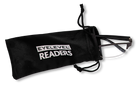 Eyelevel-UK Charles reading glasses partially inside a black branded drawstring storage pouch