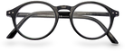 Eyelevel-UK Chelsea reading glasses featuring a classic black round plastic frame and clear magnifying lenses.