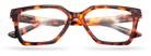 Eyelevel-UK Chile reading glasses with a brown tortoiseshell geometric plastic frame and clear magnifying lenses.