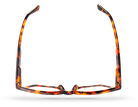 Eyelevel-UK Chile reading glasses with a brown tortoiseshell geometric frame, seen from a top-down perspective.