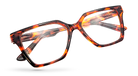 Eyelevel-UK Chile reading glasses featuring a brown tortoiseshell geometric frame with clear magnifying lenses.