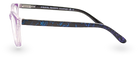 Eyelevel-UK Courtney reading glasses with purple and grey squared frames and patterned black temples