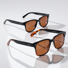Eyelevel-UK Cruiser driving sunglasses featuring black and tortoiseshell frames with high density brown lenses.