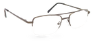 Eyelevel-UK Cuba reading glasses featuring a grey metal semi-rimless rectangular frame with clear magnifying lenses.