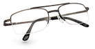 Eyelevel-UK Cuba reading glasses with a grey metal semi-rimless rectangular frame and clear magnifying lenses.