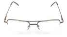 Eyelevel-UK Cuba semi-rimless reading glasses with a grey rectangular metal frame and clear magnifying lenses.