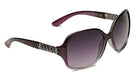 Eyelevel-UK Danielle oversized purple and gunmetal fashion sunglasses with grey gradient lenses and chain detail arms
