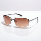 Eyelevel-UK Daytona driving sunglasses with gunmetal frames and high density brown lenses for road contrast.