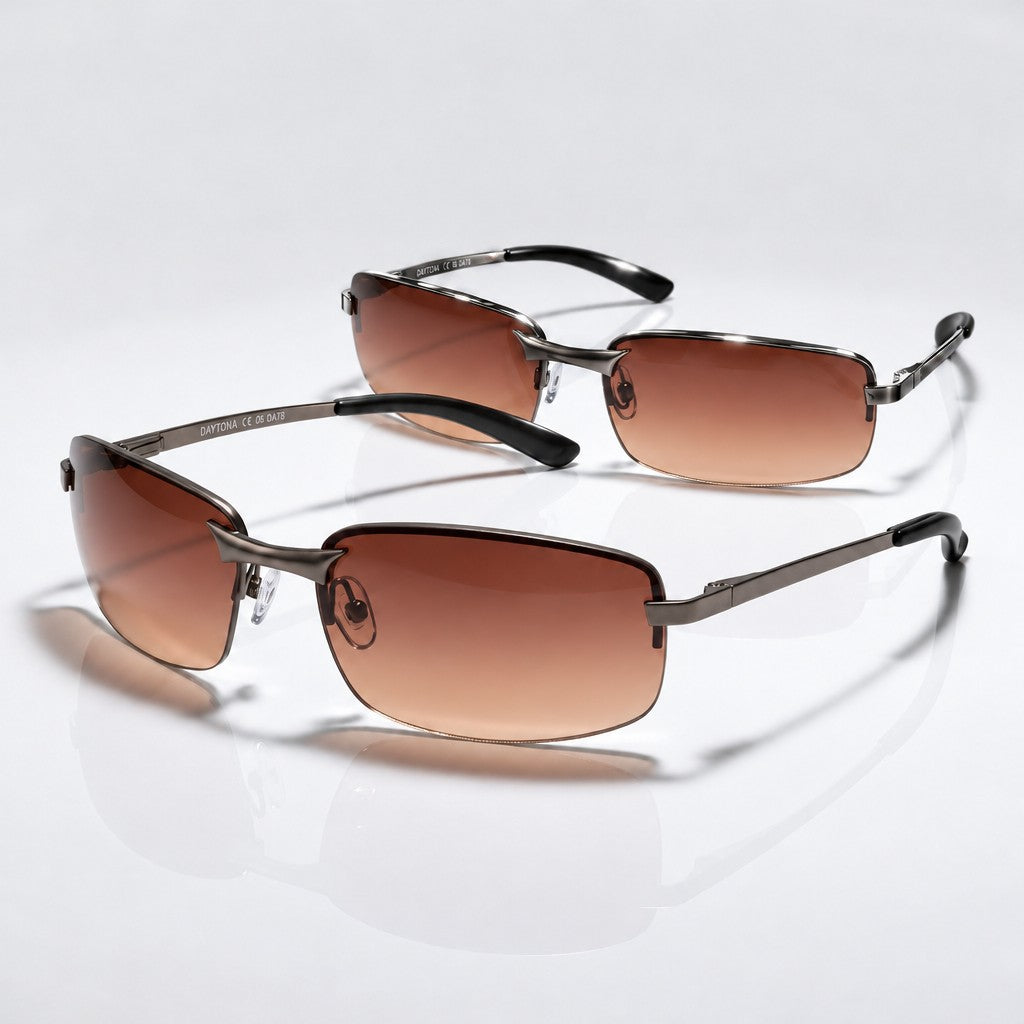 Eyelevel-UK Daytona driving sunglasses with gunmetal frames and high density brown gradient lenses for road comfort