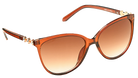 Eyelevel-UK Demi square ladies sunglasses in brown and gold with stone detail and brown gradient UV400 lenses
