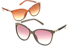 Eyelevel-UK Demi square ladies fashion sunglasses with stone detail and gradient lenses in brown and black frames