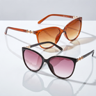 Eyelevel-UK Demi square ladies fashion sunglasses in brown and black with stone detail and gradient lenses