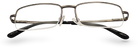 Eyelevel-UK Dickens semi-rimless rectangular reading glasses with a dark metallic frame and clear magnifying lenses.