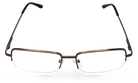Eyelevel-UK Dickens semi-rimless rectangular reading glasses with a dark metallic frame and clear magnifying lenses.