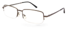 Eyelevel-UK Dickens semi-rimless rectangular reading glasses with a dark metallic frame and clear magnifying lenses.