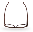 Eyelevel-UK Dublin reading glasses with a brown wood-effect squared frame viewed from above