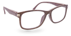 Eyelevel-UK Dublin reading glasses with a brown wood-effect square frame and clear magnifying lenses.