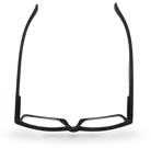 Eyelevel-UK Duke reading glasses with a black rectangular plastic frame viewed from above