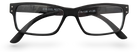 Eyelevel-UK Duke reading glasses with a black rectangular plastic frame and clear magnifying lenses
