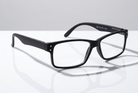 Eyelevel-UK Duke reading glasses with a classic black rectangular plastic frame and clear magnifying lenses.