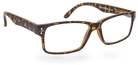 Eyelevel-UK Earl reading glasses with a brown tortoiseshell rectangular plastic frame and clear magnifying lenses.