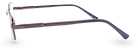 Side view of Eyelevel-UK Esquire reading glasses with silver metal rectangular frames and textured temple details.