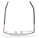 Eyelevel-UK Esquire reading glasses with silver rectangular metal frames and black temple tips viewed from above