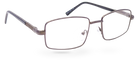 Eyelevel-UK Esquire reading glasses featuring a silver metal rectangular frame with clear magnifying lenses.