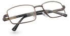 Eyelevel-UK Esquire reading glasses featuring a silver metal rectangular frame and clear magnifying lenses.