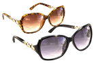 Eyelevel-UK Eva oversized ladies fashion sunglasses in black and brown tortoiseshell with gold chain detail arms