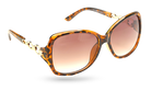 Eyelevel-UK Eva oversized ladies sunglasses in brown tortoiseshell with light gold chain detail and gradient lenses