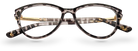 Eyelevel-UK Georgia reading glasses with a pink and black patterned squared frame and gold-tone temples