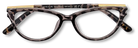 Eyelevel-UK Georgia reading glasses with a pink and black patterned plastic frame and gold-tone temple accents