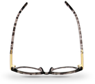 Eyelevel-UK Georgia reading glasses with a pink and black patterned frame and gold-tone metal hinges