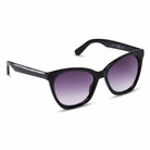 Eyelevel-UK Glitter cat-eye fashion sunglasses in black with silver glitter detail and grey gradient lenses.
