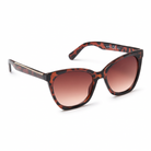 Eyelevel-UK Glitter cat-eye fashion sunglasses in brown tortoiseshell with gold accents and brown gradient lenses.